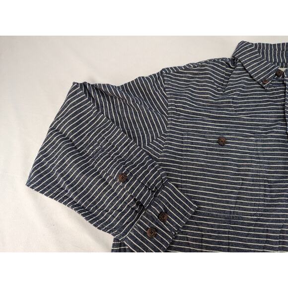 Duluth Trading Men's L‎ Free Swingin' Flannel Relaxed Fit Shirt Blue Striped - Picture 3 of 14